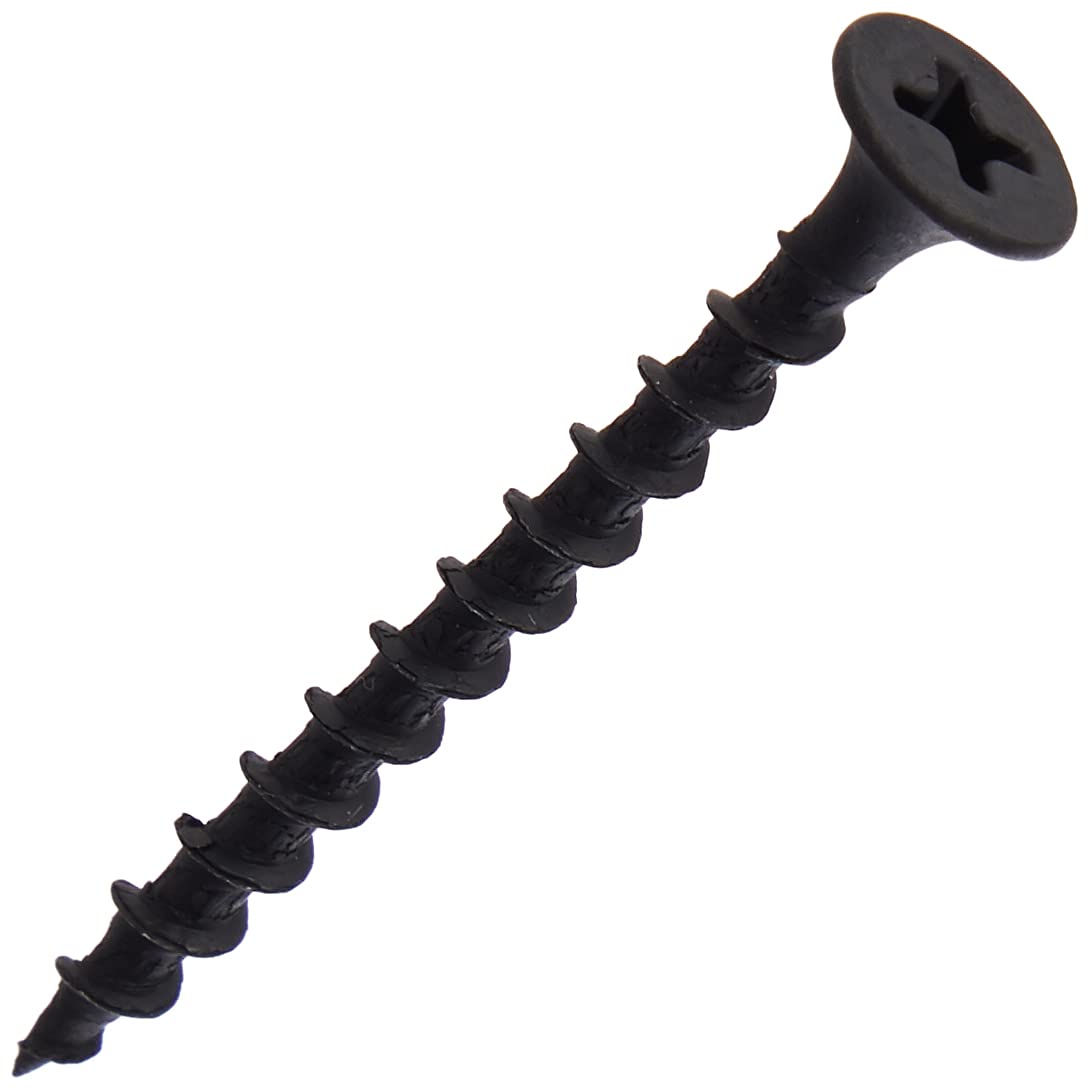 Merriway BH02575 (50 Pcs) Phillips Grip Tite Bugle Head Drywall Screw, Black Phosphate 3.5 x 42mm (No. 6 x 1.5/8 inch) - Pack of 50 Pieces