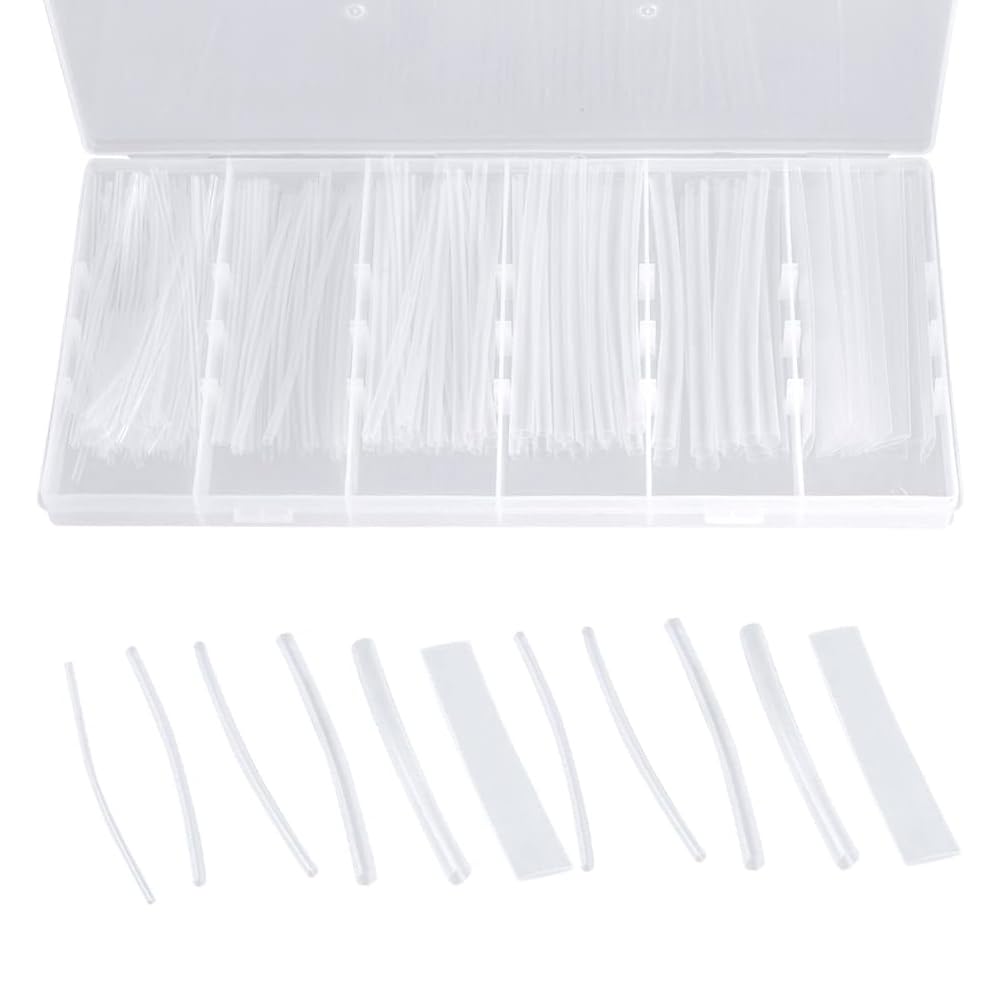 Bestgle 150Pcs Clear Heat Shrink Tubing Kit, 2:1 Shrinking Waterproof Insulation Wire Cable Sleeving Wrap Connection Kit for Wire Repairing