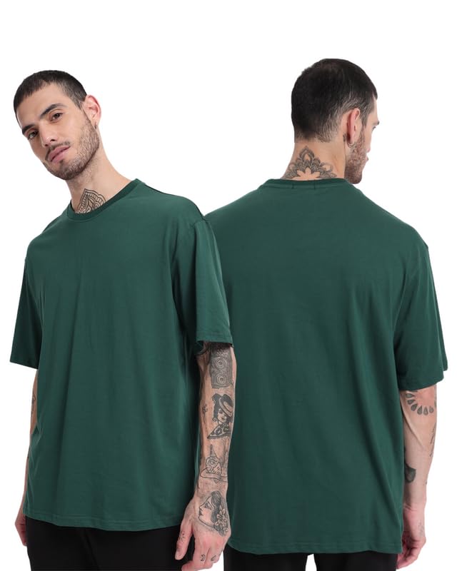 TBS- THE BARGAIN STREETBottle Green Oversized Sleeves T-Shirt for Men, Relax in Style Extra Large T-Shirt