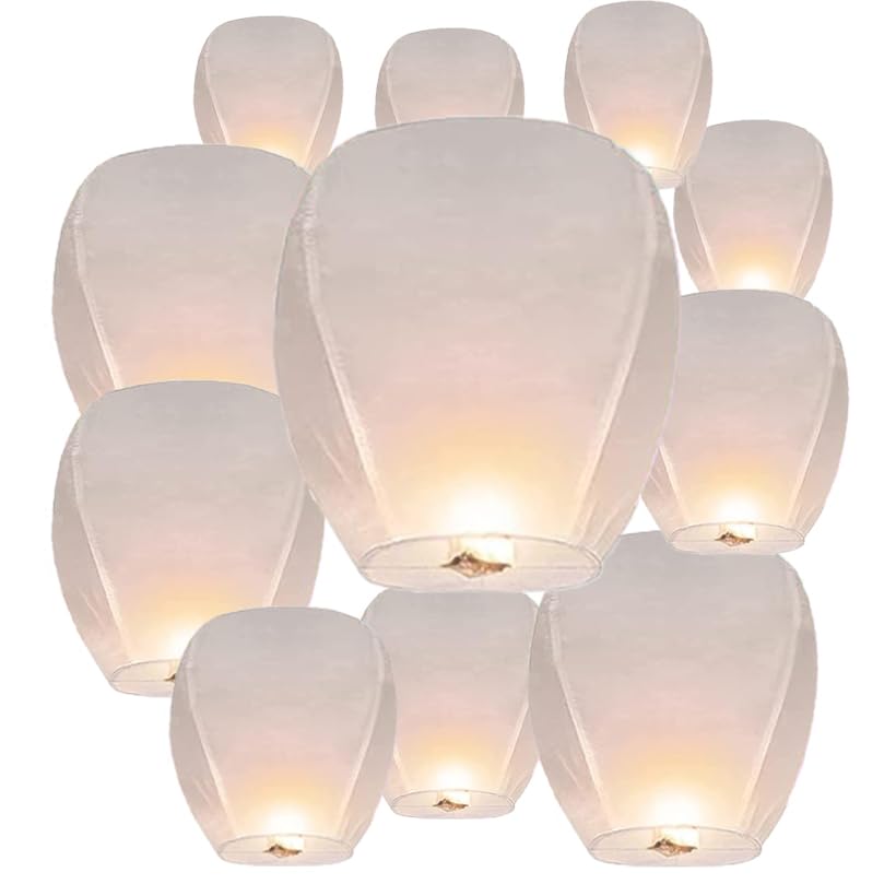 20 Pack Chinese Lanterns to Release in Heaven, White Flying Lanterns Paper Lantern Hanging Paper Lanterns Wish Lantern Memorial for Celebrations of Family.