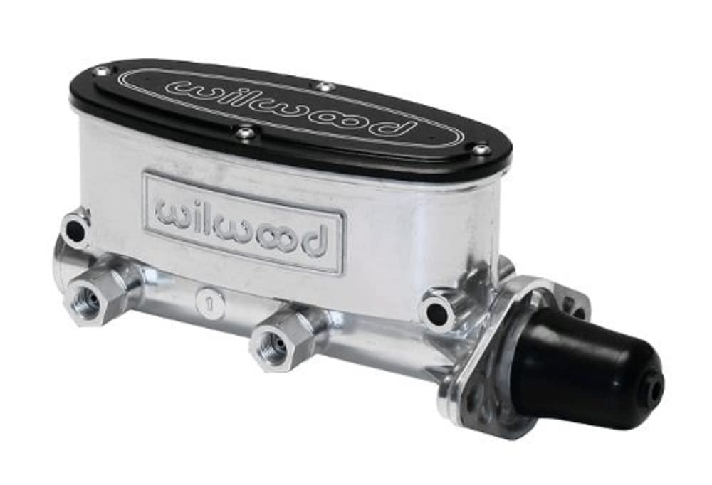 Wilwood Master Cylinder, Tandem, 1 in Bore, 1.100 in Stroke, Integral Reservoir, Aluminum, Burnished, Kit