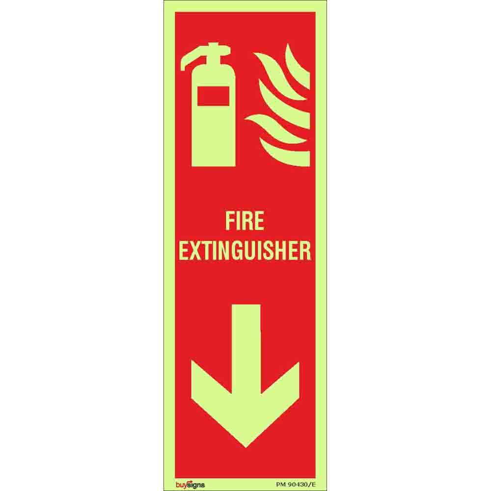 Buysigns.in - Fire Extinguisher Autoglow Sign in English - Glow in Dark Micro Laminated Autoglow Vinyl Sticker - (Portrait, 15 Inch X 6 Inch, Multicolor)