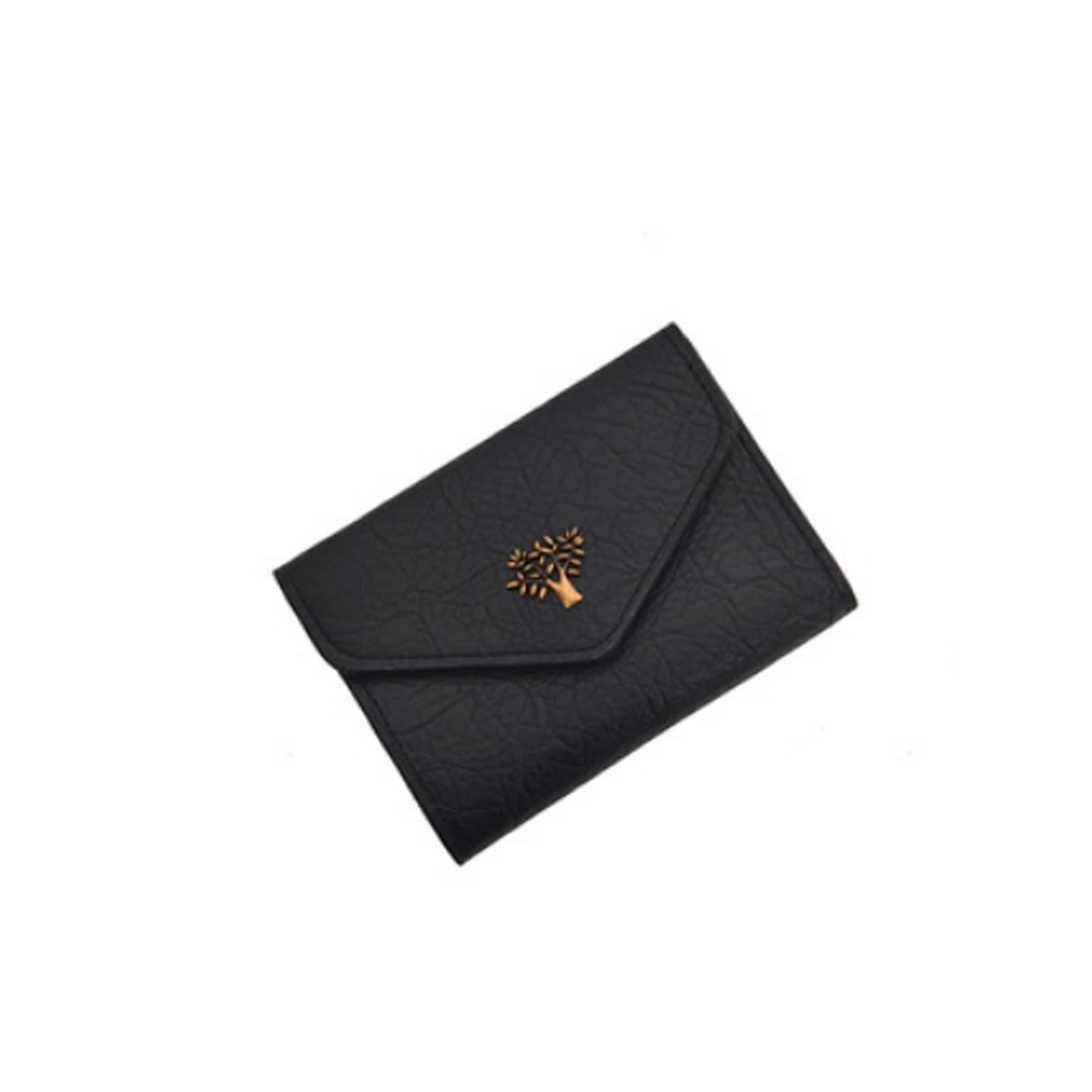 Womens Wallets, Women Wallet Hasp Leaf Mini Small Coin Puress,Stylish, Simple (Color : Black)