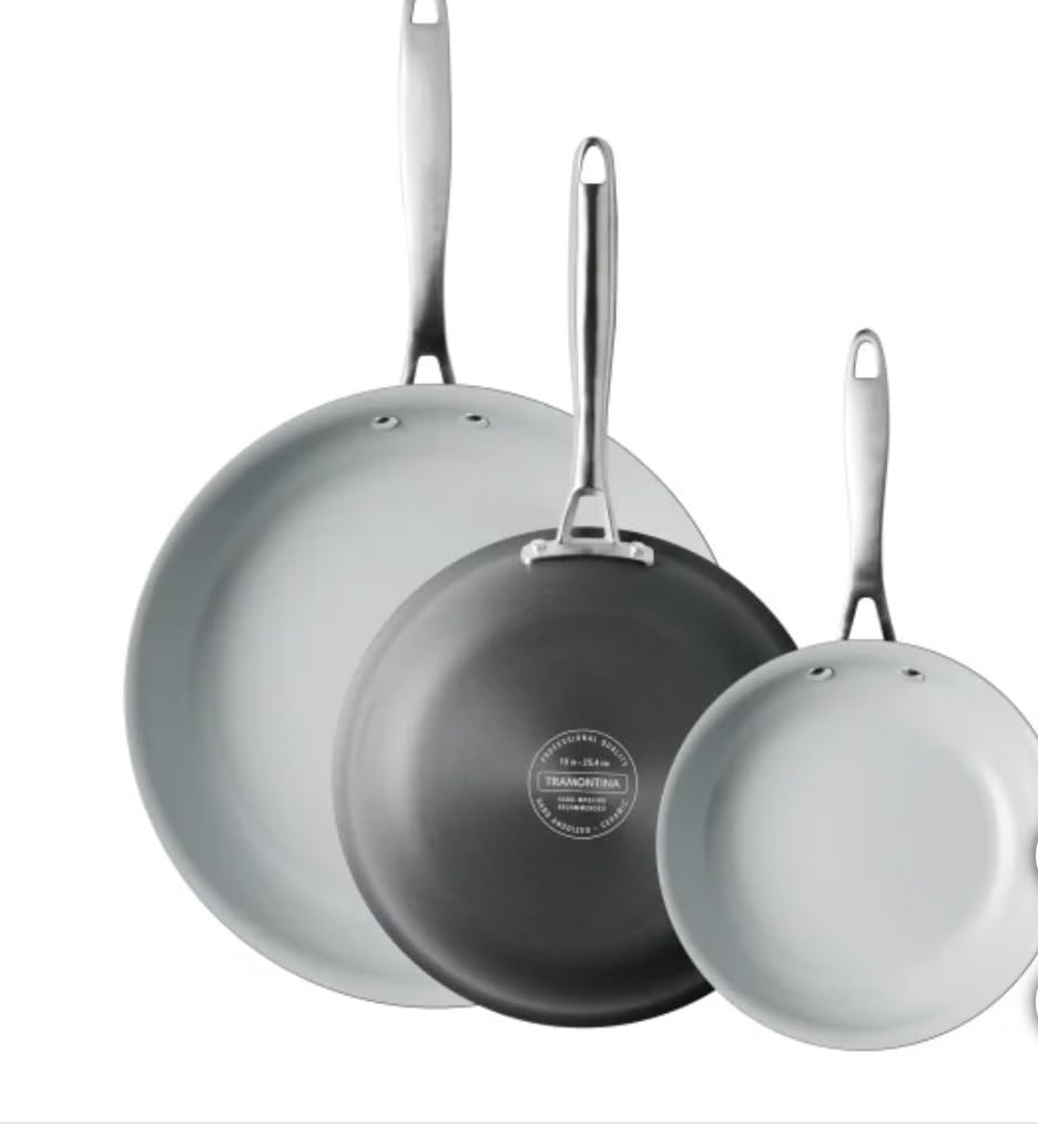 TramontinaHard Anodized Skillets, Ceramic Non-Stick Interior, 3 Pack