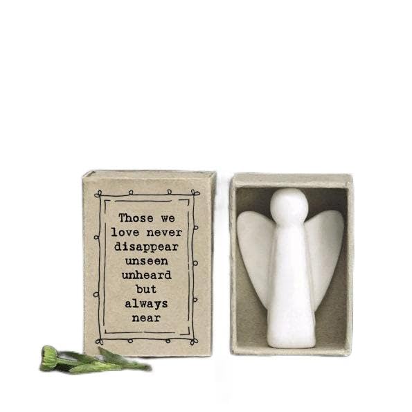 East of India Porcelain Matchbox Angel, Those We Love Don't Disappear Sentimental Words, Family Keepsake Gift, Porcelain Keepsake, Thinking of You Gift