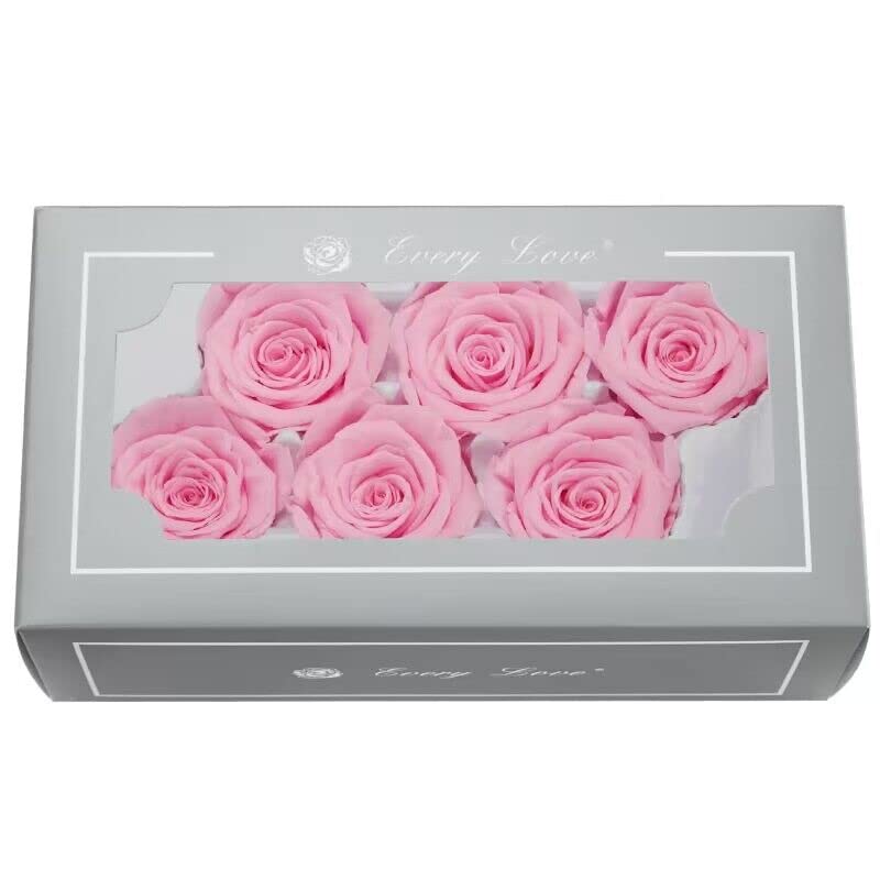 Tovotum 6Pack Each 5-6cm Forever Preserved Roses,100% Real Roses That Last Up to 3 Years，Eternal Roses Flowers for Home Décor Gift,for Valentine, Birthday, Mother's Day, Anniversary (Pink-A)