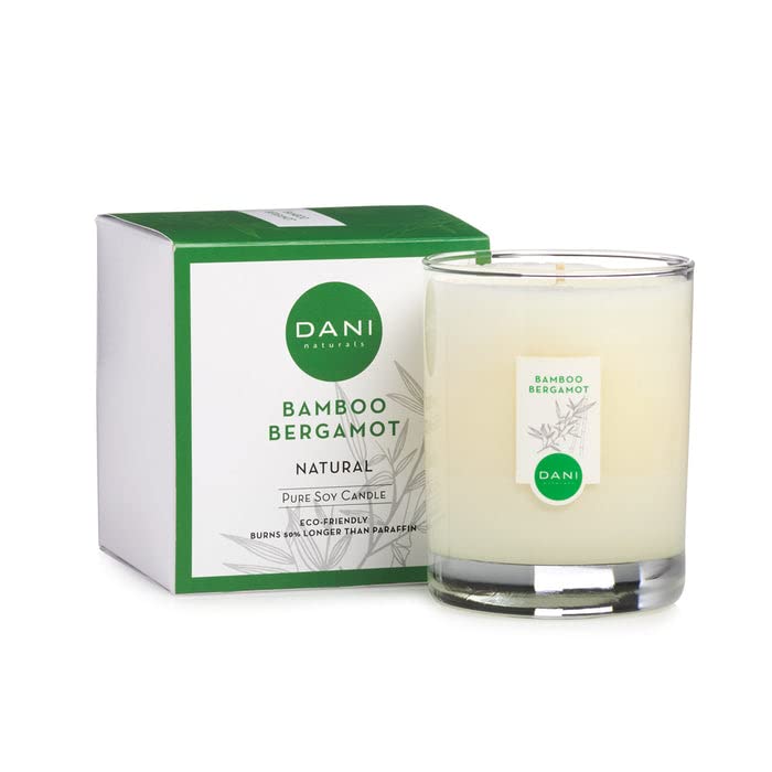 DANINaturals Large Glass Soy Candle, Bamboo Bergamot