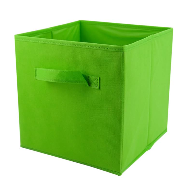 NIBEMINENT Collapsible Fabric Organizers Stackable Dustproof Folding Storage Box with Lid for Home Bedroom Office Green Without Cover