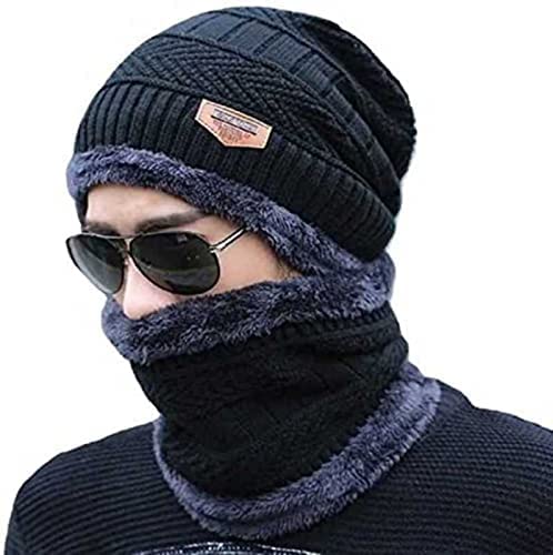 DESI CREED Winter Knit Neck Warmer Scarf and Set Skull Cap for Men Women Winter Cap for Men (2 Piece Combo)