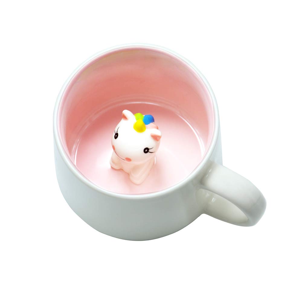 Cute Unicorn Ceramic Mug Unique Hand Painted Novelty 3D Animal cups,Personalised chocolate Tea Milk Mugs,for Weddings, Birthdays, unicorn Lovers Women Girls