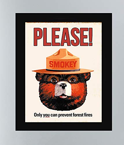 Smokey Bear- Vintage Sign Print-"PLEASE-Only You Can Prevent Forest Fires"- 8 x 10" Retro Distressed Wall Art-Ready to Frame. Home-Office-Bar-Man Cave Décor. Perfect Gift For Nostalgia Fans.