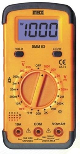 MecoDMM63 Yellow Digital Multimeter