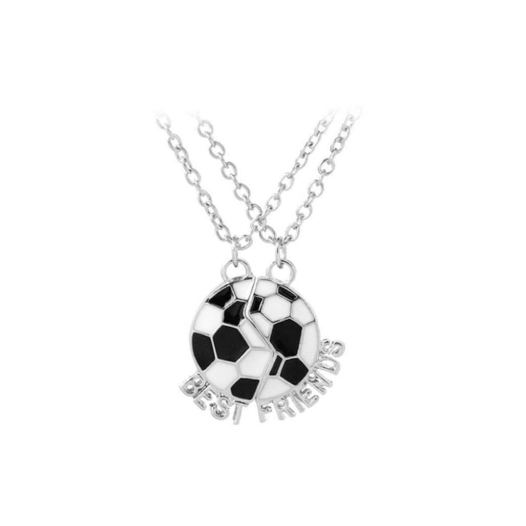 Hemore Best Friend Necklace, 2pcs/Set Football Friendship Necklace, Two Parts Sport Football Jewelry for Teen Girls Boys