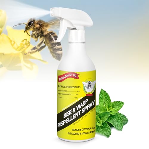 Wasp Spray with Natural Plant-Based Peppermint Oils Bee Spray, Bee Repellent Outdoor/Indoor to Repellent Bug and Wasps for Patios, Gardens, and Yards, 16oz