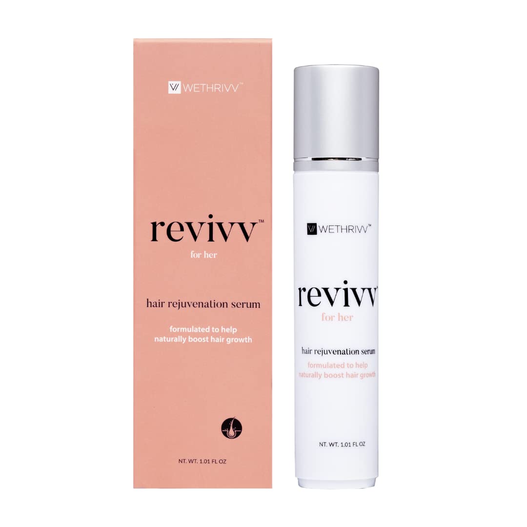 REVIVV™ For Her | All-Natural Topical Hair Growth Serum For Women | Easy Application Hair Regrowth Serum For Thicker Fuller Hair Appearance | Dermatologist Recommended & Drug-Free | 4-6 weeks Supply