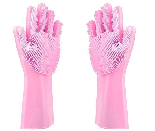 DEALBOOTH Unisex Prime Silicone Scrubbing Reusable Heat Resistant Latex Gloves Hand Protection (Multicolour)