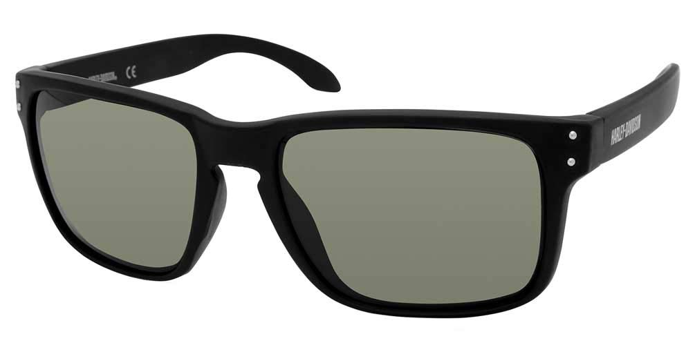 HARLEY-DAVIDSONMen's Casual Square Sunglasses, Black, 57-18-140, Black