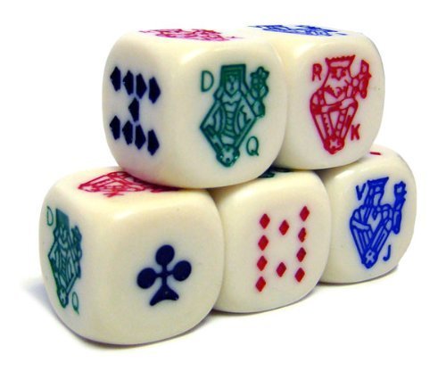 Colored Poker Dice Pack - Set of 5 Dice by Brybelly