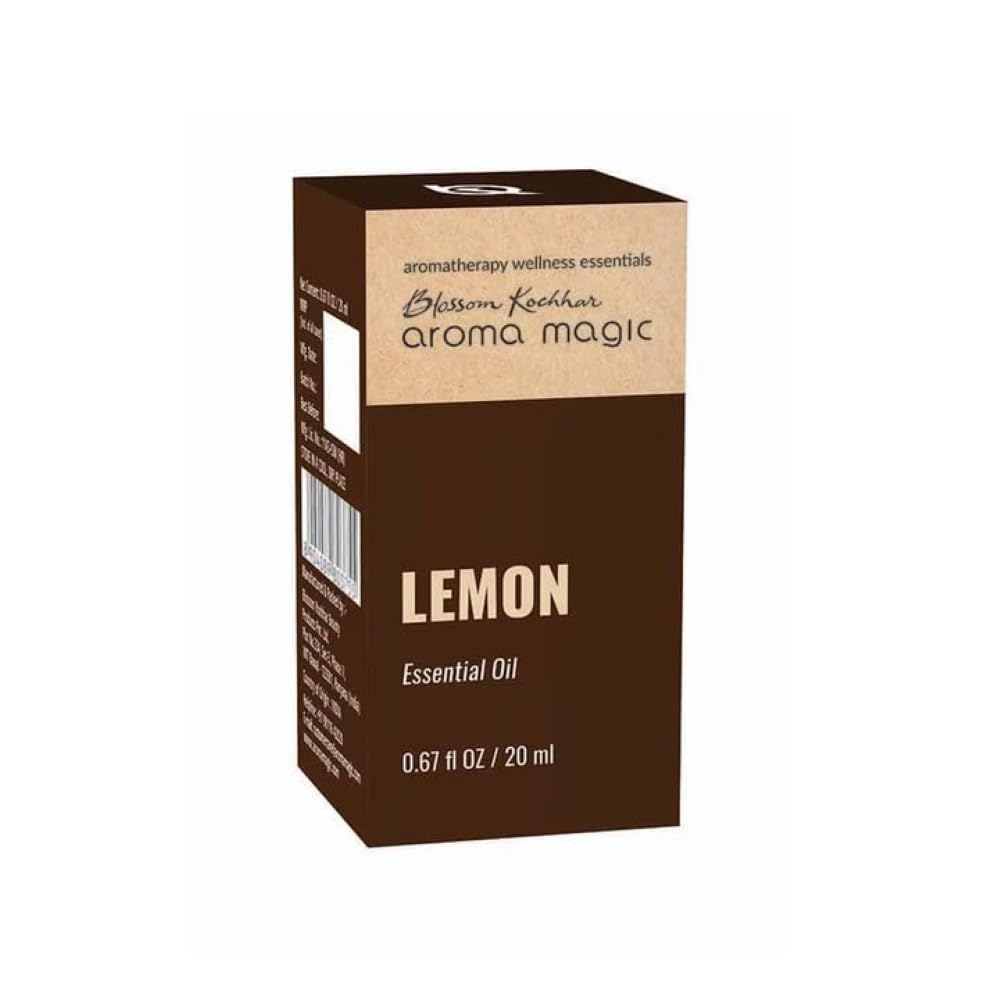 Aroma MagicLemon Essential Oil | 0.68 Fl Oz (20ml) | 100% Pure & Natural for Massage, Diffuser, & Aromatherapy | Refreshing Citrus Limon Oil for Skin & Hair Care