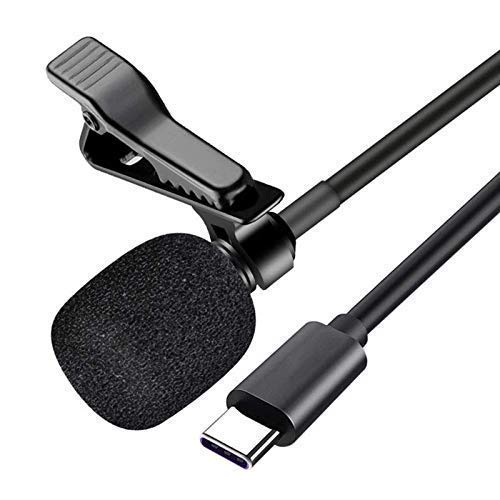 Ecox Collar Mic/Noise Cancelling Lapel Clip-On USB Type-C Male Omnidirectional Condenser Lavalier Microphone Metal Collar Mic for All Type-C Smartphone, Recording, Interview, Conference