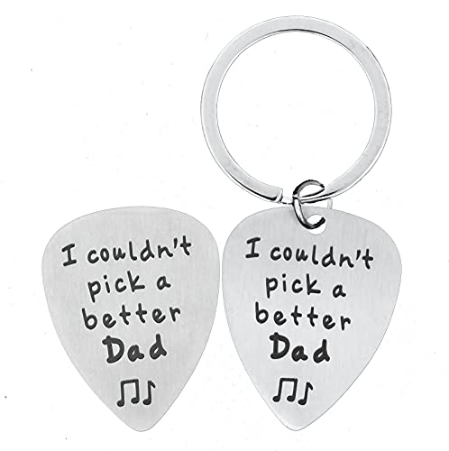 Dad Gift for Father's Day I Couldn't Pick a Better Dad Guitar Picks & Key-chain Stainless Steel Unique Gifts from Daughter Son Christmas Presents for Papa 2 Pack