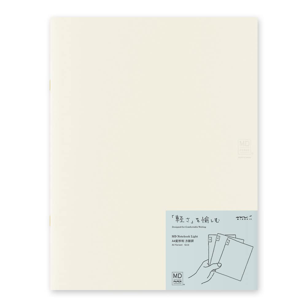 DESIGNPHIL Midori 15308006 Notebook, MD Notebook, Light, A4 Variable Size, Square Ruled, Set of 3, A