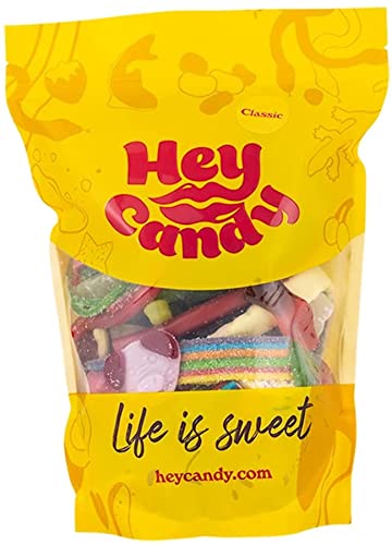 HEY CANDY Classic Bag of Sweets - 250g Sweets Pouch | Retro Pick and Mix Sweets for Kids & Adults for Easter, Christmas, Halloween, Birthday Gift/Hamper, Party or Movie Night | Gummy, Jelly, Fruits