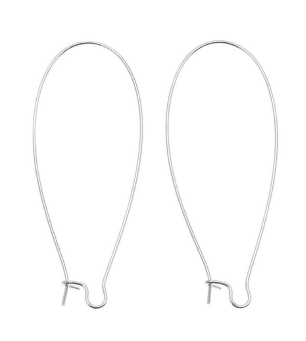 10pcs Adabele Authentic 925 Sterling Silver Kidney Earring Hooks 36mm Long Earwire Connector (Wire 0.7mm/21 Gauge/0.028 inch) SS334-2