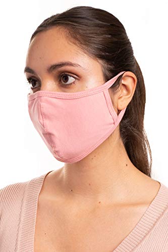 Auliné Collection Made in USA Cotton Fabric Washable Reusable Filter Pocket Face Mask, Dusty Pink 1 PK