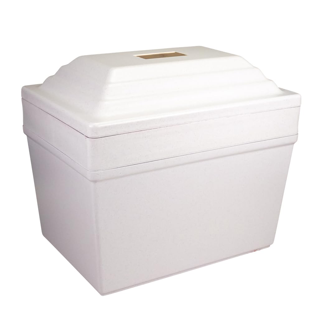 Fortress Urn Vault Double in White, Urn Vault for Two, Companion Urn Vault for Ground Burial, Holds Two Adult Cremation Urns for Human Ashes, Durable Cremation Urn Vault for Cemetery Burial