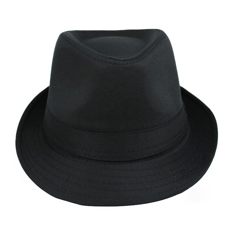 JoleritcJoleritc Women Men Hat Curly Floppy Brim British Jazz Hip-Hop Fedora Hat Cap Uni Black