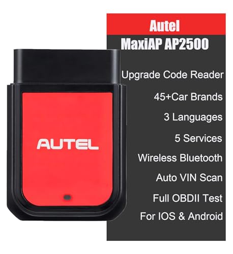 Autel MaxiAP AP2500 Upgraded AP200/AP200C/AP200H/AP200M Bluetooth OBD2 Code Reader Auto Scanner Car Scan Tool 5+ Service Functions 45+ Car Brands Free APP for Android/iOS Advanced AP2500E