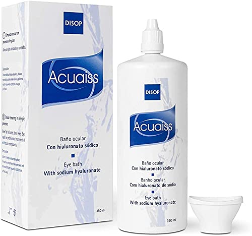 AcuaissEye Wash with Hyaluronic Acid for Cleaning, Hydrating and Relieving Itchy Eyes. Includes Antimicrobial Eye Bath Cup (360 ml)