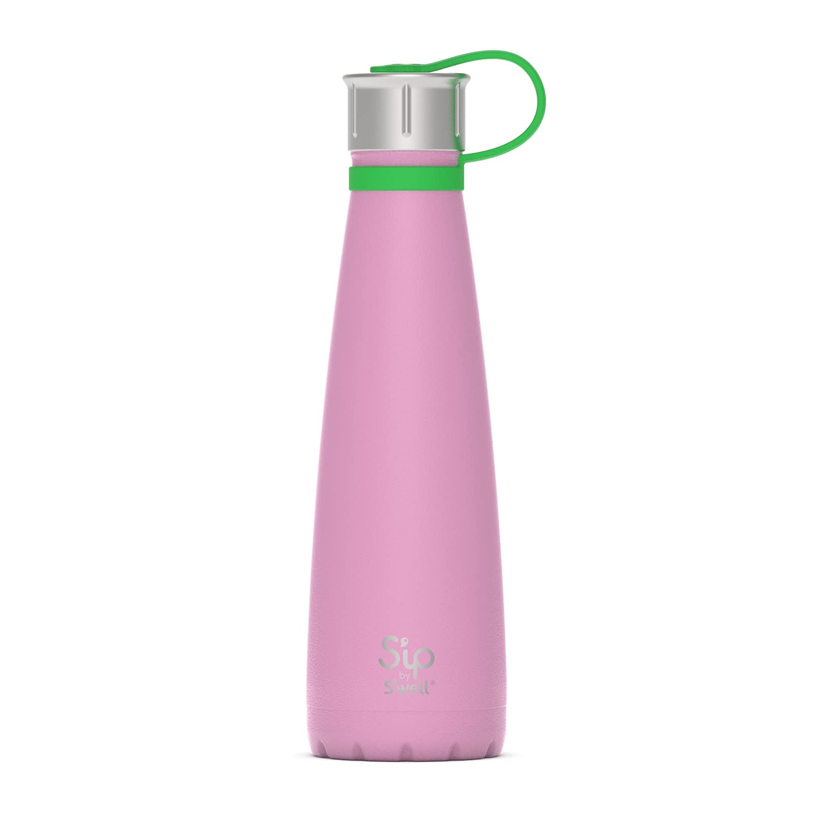 S'wellS'ip by S'well Stainless Steel Water Bottle - 15 Oz - Pink Meadow - Double-Walled Vacuum-Insulated Keeps Drinks Cold for 24 Hours and Hot for 10 - with No Condensation - BPA-Free