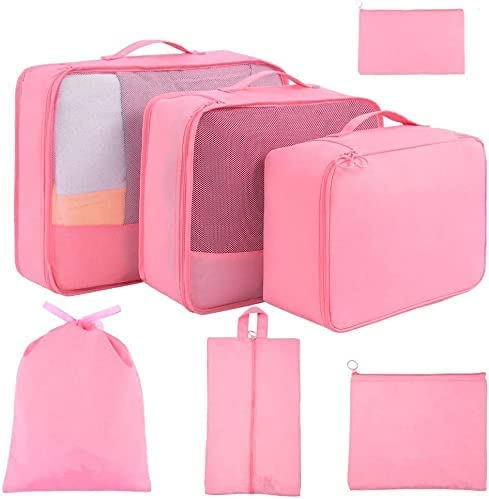 HerlaHerla Packing Cubes for Travel, 7Pcs Travel Cubes Set Foldable Suitcase Organizer Lightweight Luggage Storage BagLaundry Bag Traveling Accessories