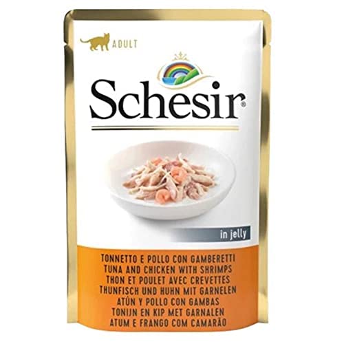 SchesirCAT POUCH JELLY TUNA CHICKEN SHRIMPS 85G, multicolor