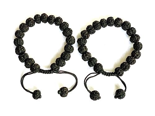 HONODIX5 Faced Panchmukhi Rudraksha Bracelet (Black, 10 mm) Pair of 2 Bracelet