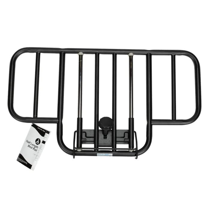 Dynarex 10462 Homecare Half-Length Bed Rail, Edge Clamp Mount, Black, 18.13" Height, 31.9" Length, 3.3" Width