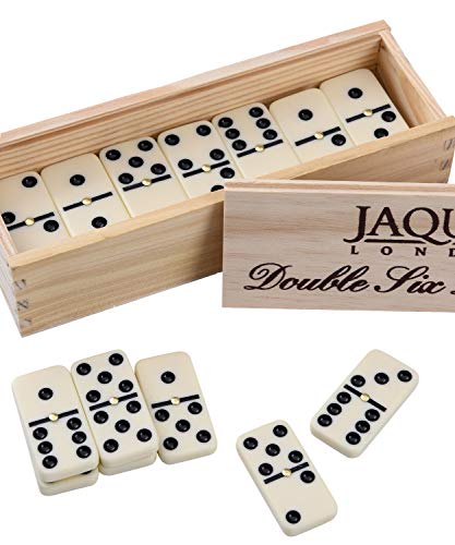 Jaques of LondonDouble Six Dominoes with Spinners - Presented in Pine Sliding Lid Box