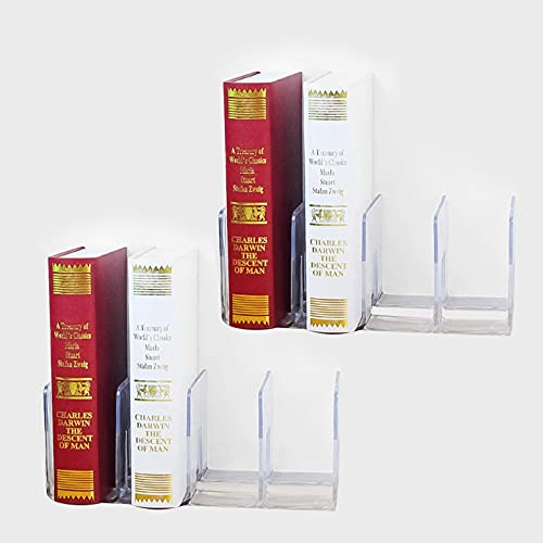 AiLa Clear Acrylic Desk File Sorter Orgainzer Mesh File Folder Office Supplies Stand Bookshelf (3 Sections) (2Pack-4Sections)