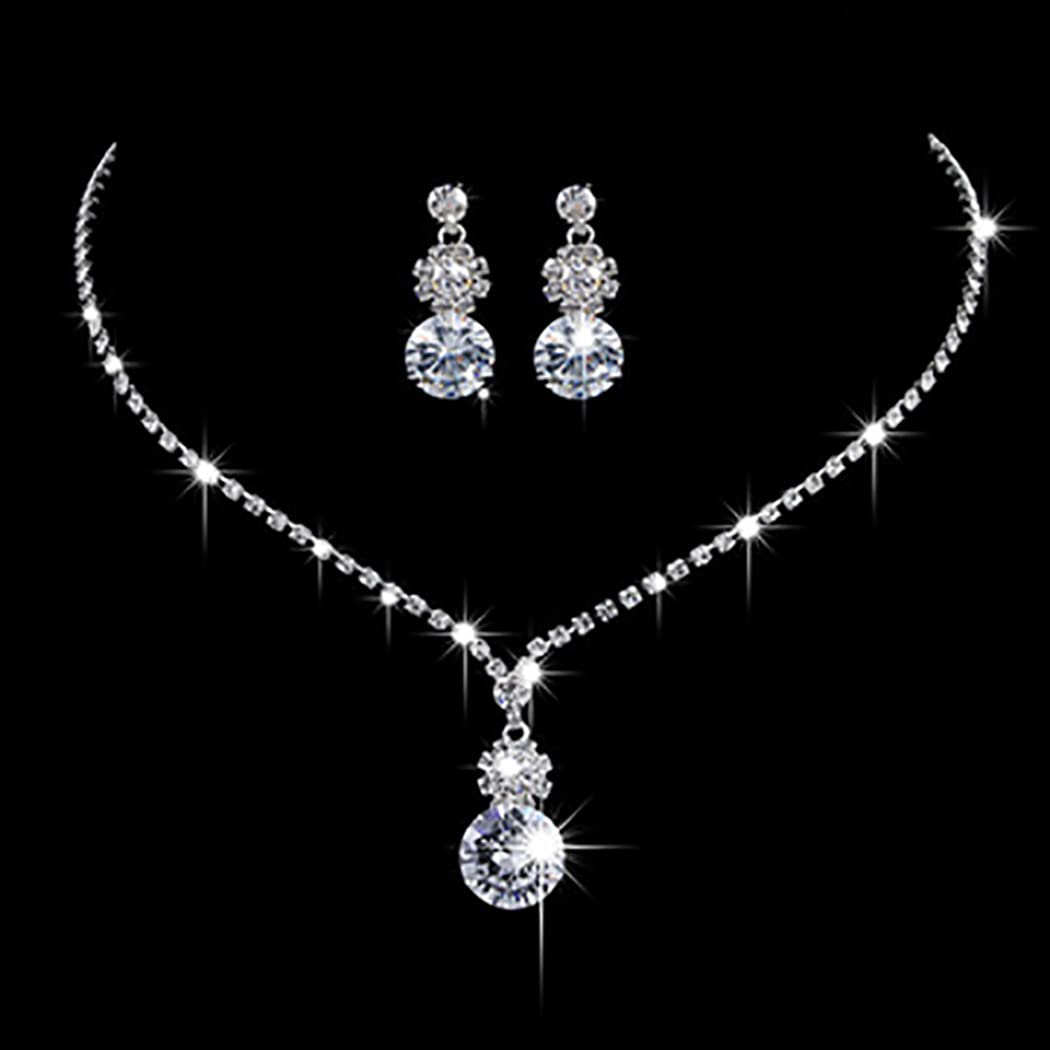 Ursumy Bridal Rhinestone Choker Necklace Wedding Earrings Necklace Set Bride Crystal Jewelry for Women and Girls (Set of 3)