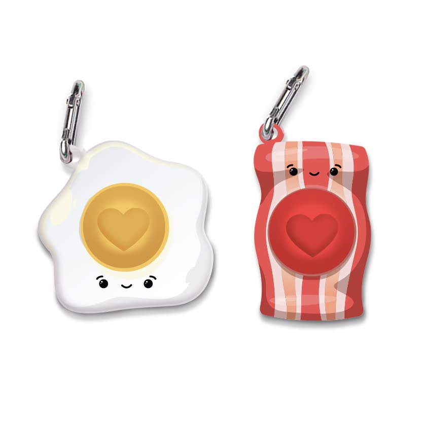 OMG Mega Pop Best Friend Eggs and Bacon Keychains Set - Keychains for Kids. Fidget Toy Pack for Boys and Girls. Keychain Popping for Kids' Party Supplies