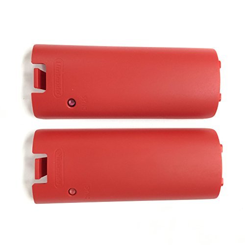 2pcs Red Official Replacement Battery Back Door Cover Shell for Nintendo Wii Remote Controller with Sink Button