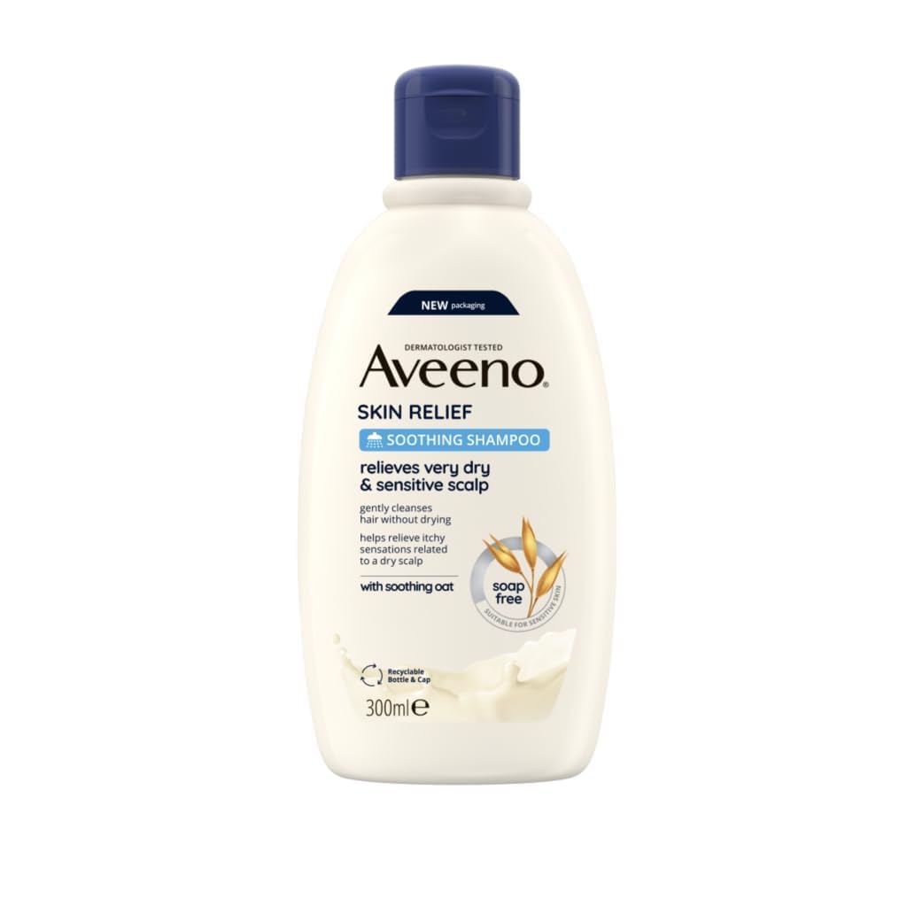 Aveeno Skin Relief Soothing Shampoo, With Soothing Oat, Suitable For very dry sensitive Scalp, Suitable for Thin & Fragile Hair, Soap Free, High Tolerance Formula, 300ml