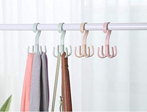 Aminery Closet Hanging Organizer Storage Purse Rack Handbag 360 Degree Rotating 4 Hooks for Belt Scarf Tie Rack Holder (Jade-green(2Pcs))