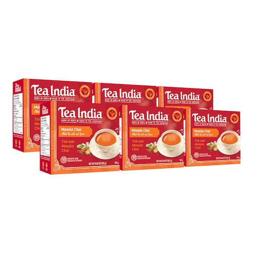 Tea India Masala Chai Tea Flavorful Blend Of Black Tea & Natural Ingredients Strong Full-Bodied Traditional Indian Caffeinated Tea 80 Round Teabags Pack of 6