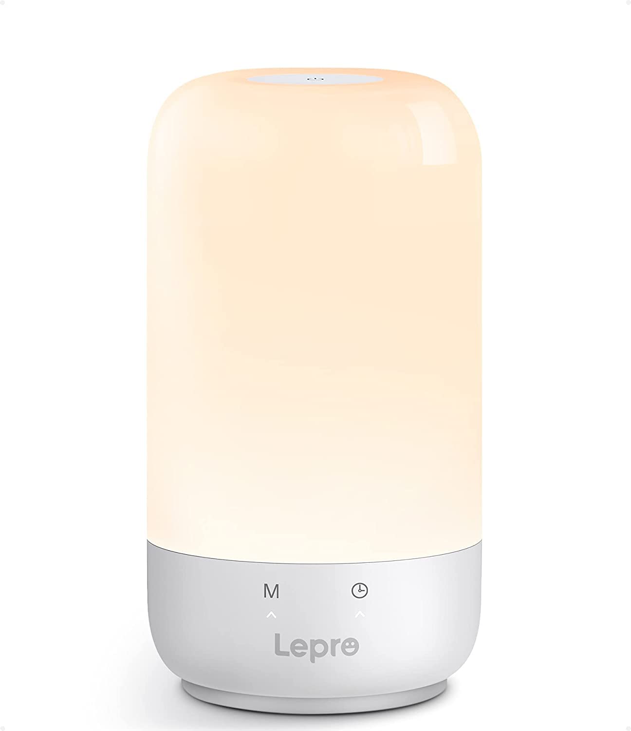 LeproTable Lamp, Color Changing LED Touch Lamp for Bedroom, RGB and Tunable White 2700K-5700K, 350lm, Dimmable Bedside Nursery Night Light with Auto-Off Timer, Soft Warm White Mood Lighting, Silver