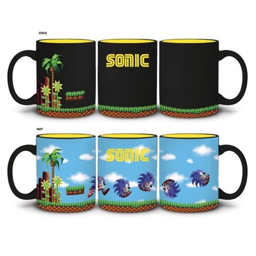 Just Funky Sonic the Hedgehog Heat Changing 16-Bit Ceramic Coffee Mug | Holds 16 Ounces