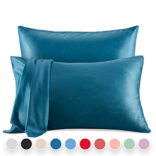 SLEEP ZONE 2-Pack Silky Soft Satin Pillowcases for Hair and Skin, Queen Size (20x30 inches) Luxury Pillow Covers with Envelope Closure, Teal