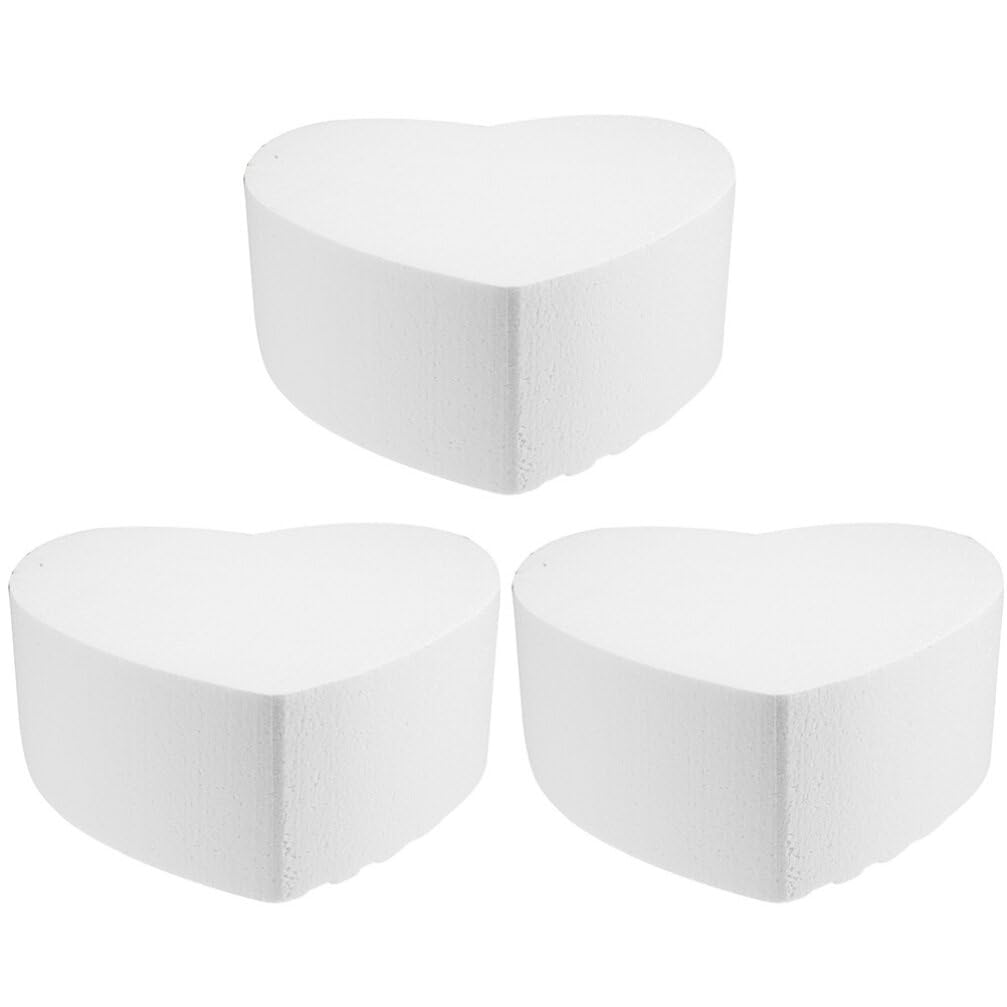 Ciieeo 6 Inch Foam Cake Dummies 3pcs Heart Cake Dummy Heart Shaped Cake Modeling Ornament Polystyrene DIY Fake Polystyrene Foams Cake Decorating White Practice Model